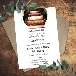 Vintage Books Next Chapter 70th Adult Birthday Invitation