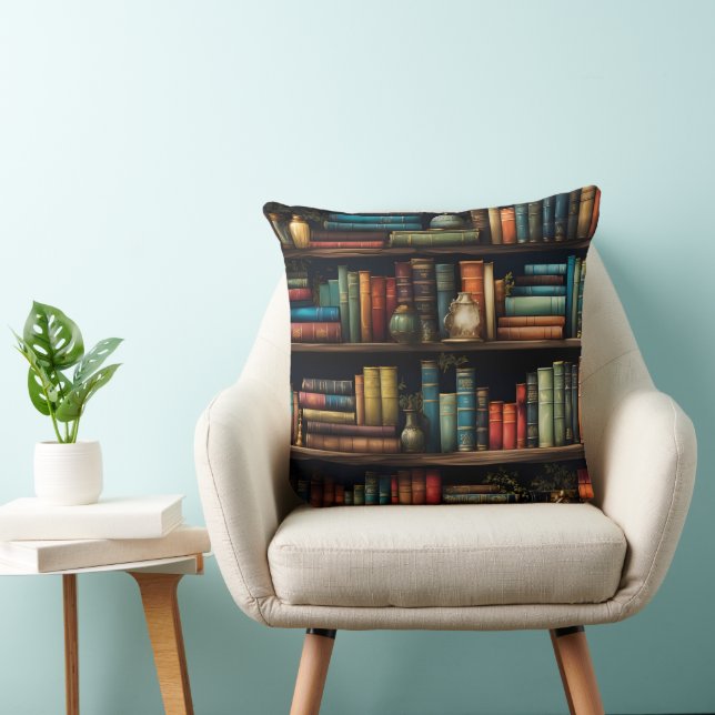 Vintage Books on Bookshelf Pattern Cushion (Chair)