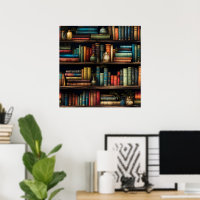 Vintage Books on Bookshelf Pattern