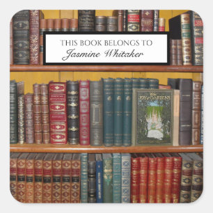 Vintage Books Personalised Library Bookplate  Square Sticker