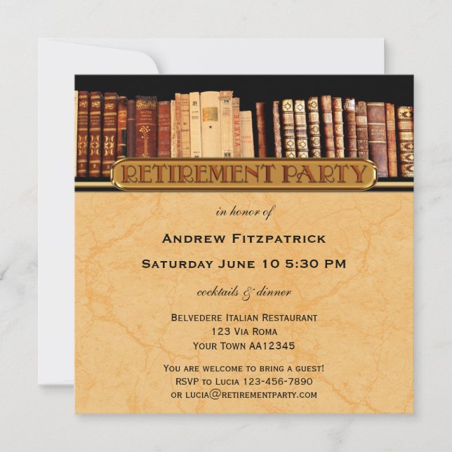 Vintage Books Retirement Party Invitation (Front)