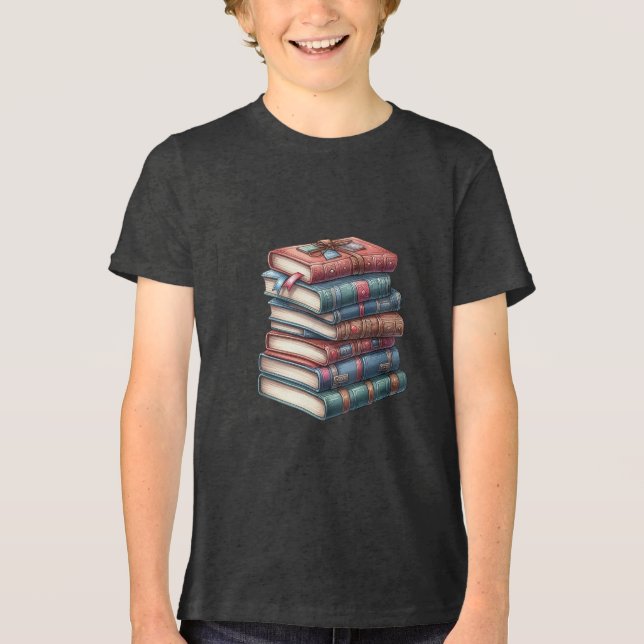 Vintage Books Stack T Shirt Design (Front)