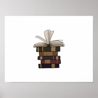 Vintage Books Stacked Poster