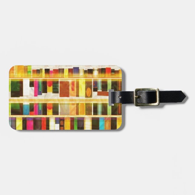 Vintage Bookshelf n Books Luggage Tag (Front Horizontal)