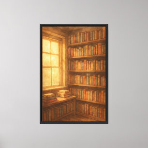 Vintage Bookshop Watercolor Canvas Print