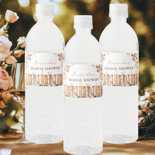 Vintage Bookstore Wildflower Bridal Shower  Water Bottle Label