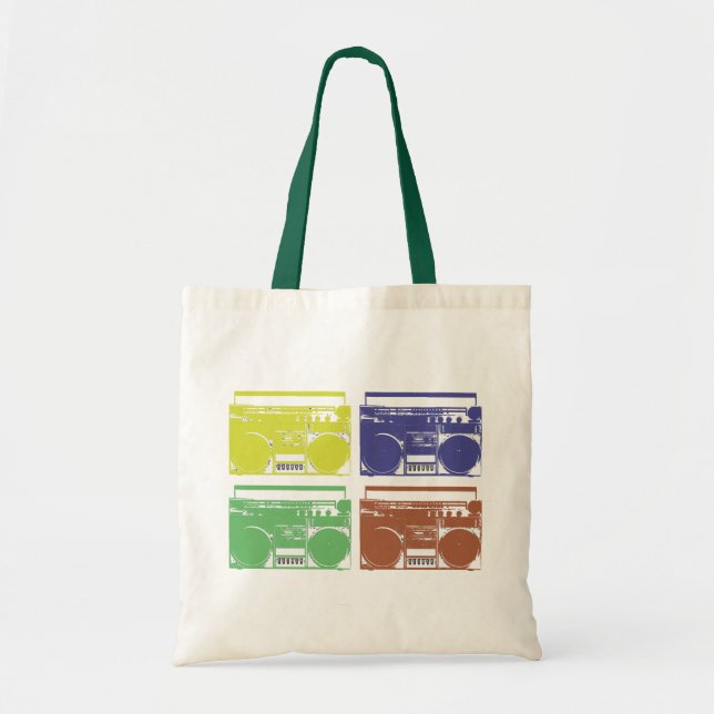 Vintage Boombox Design Tote Bag (Front)