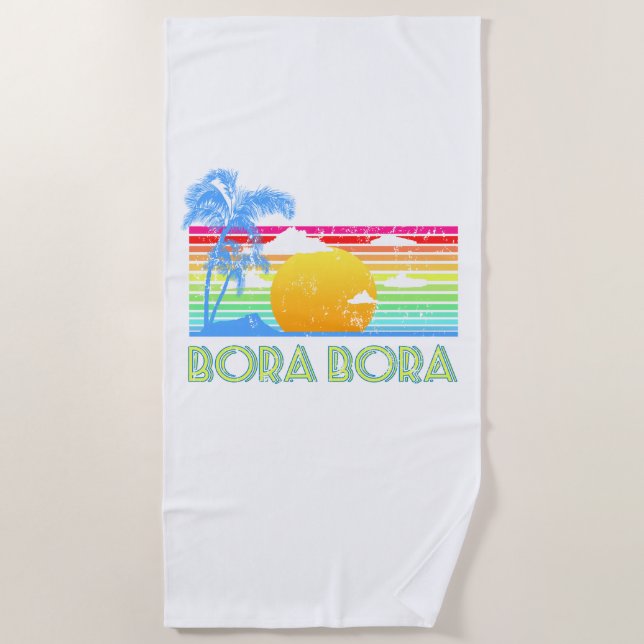 Vintage Bora Bora Beach Beach Towel (Front)