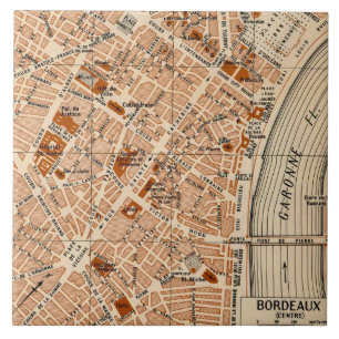 Vintage Bordeaux France Map Tile
