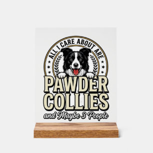 Vintage Border Collie Dog Lover Funny Shirt Design Acrylic Sign