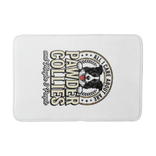 Vintage Border Collie Dog Lover Funny Shirt Design Bath Mat
