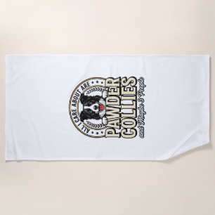 Vintage Border Collie Dog Lover Funny Shirt Design Beach Towel
