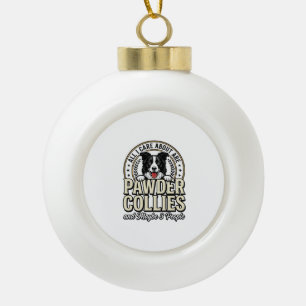 Vintage Border Collie Dog Lover Funny Shirt Design Ceramic Ball Christmas Ornament