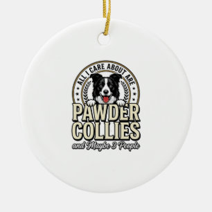 Vintage Border Collie Dog Lover Funny Shirt Design Ceramic Tree Decoration