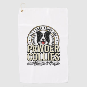 Vintage Border Collie Dog Lover Funny Shirt Design Golf Towel