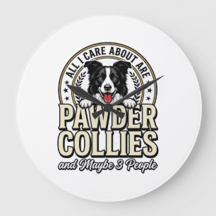 Vintage Border Collie Dog Lover Funny Shirt Design Large Clock