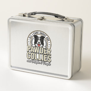 Vintage Border Collie Dog Lover Funny Shirt Design Metal Lunch Box