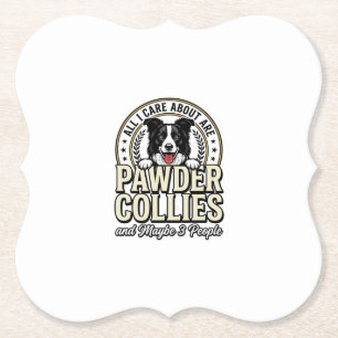 Vintage Border Collie Dog Lover Funny Shirt Design Paper Coaster