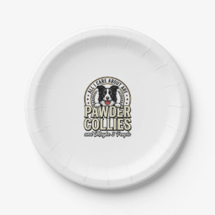 Vintage Border Collie Dog Lover Funny Shirt Design Paper Plate