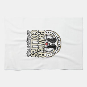 Vintage Border Collie Dog Lover Funny Shirt Design Tea Towel