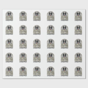 Vintage Border Collie Dog Lover Funny Shirt Design Wrapping Paper