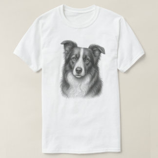 Vintage Border Collie Focus Portrait Design T-Shirt