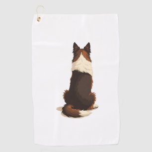 Vintage Border Collie From Behind Dog Illustration Golf Towel