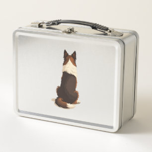 Vintage Border Collie From Behind Dog Illustration Metal Lunch Box