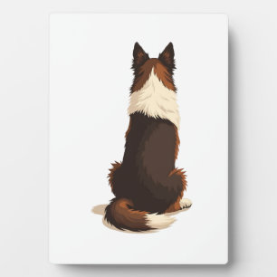 Vintage Border Collie From Behind Dog Illustration Plaque