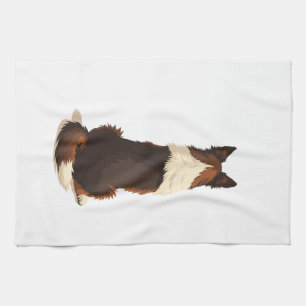 Vintage Border Collie From Behind Dog Illustration Tea Towel