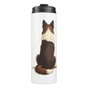 Vintage Border Collie From Behind Dog Illustration Thermal Tumbler