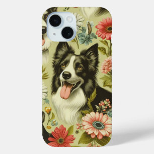 Vintage Border Collie Painting iPhone 15 Case
