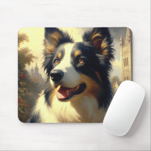 Vintage Border Collie Painting Mouse Mat
