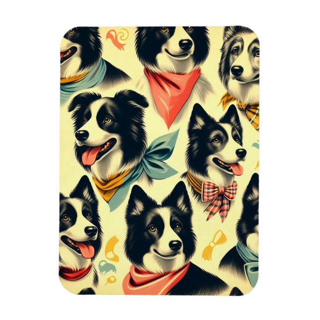 Vintage Border Collie Seamless Magnet (Vertical)