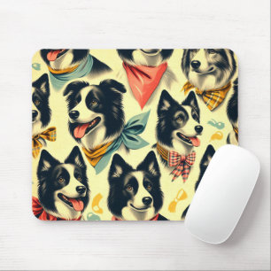 Vintage Border Collie Seamless Mouse Mat