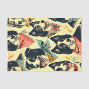 Vintage Border Collie Seamless Tissue Paper