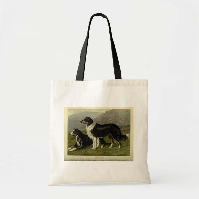 Vintage border collie sheep dogs tote bag (Front)