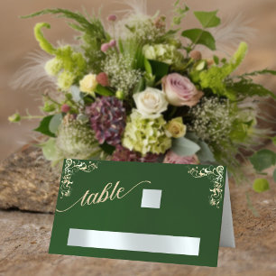 Vintage Border & Heart Monogram - Emerald Place Card