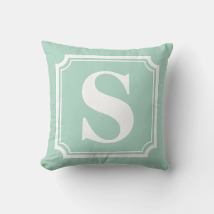 Vintage Border Mint Personalised Monogram Pillow
