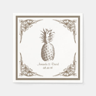 Vintage Border Pineapple Wedding Napkin