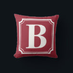 Vintage Border | Red Personalised Monogram Pillow<br><div class="desc">Customisable pillow featuring white vintage border. Other colours and similar items are available in my store.</div>