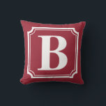 Vintage Border | Red Personalised Monogram Pillow<br><div class="desc">Customisable pillow featuring white vintage border. Other colours and similar items are available in my store.</div>