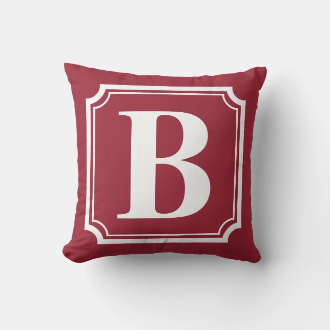 Vintage Border | Red Personalised Monogram Pillow (Front)