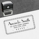 Vintage border retro script return address self-inking stamp<br><div class="desc">Return address rubber stamp featuring your name and surname/family name in a retro Art Deco font with the address below and a vintage style double border.</div>
