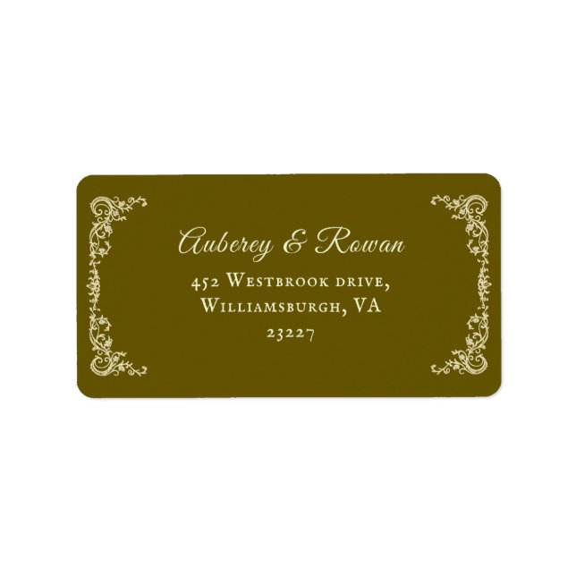 Vintage border Wedding Address Label (Front)