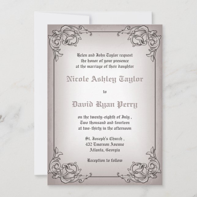 Vintage Border -wedding invitation (Front)