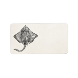 Vintage Bordered Ray Stingray - Aquatic Template Label