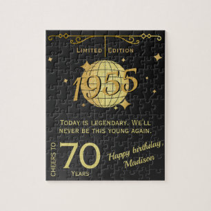 Vintage born in 1955 70th birthday party gift jigsaw puzzle