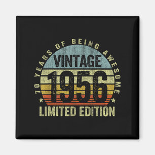 Vintage Born In 1956 Retro 70th Birthday 70 Years Magnet