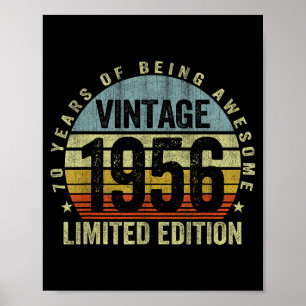 Vintage Born In 1956 Retro 70th Birthday 70 Years  Poster